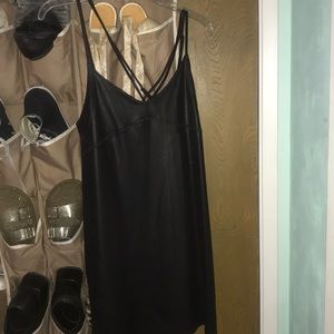 strappy black faux leather urban outfitters dress